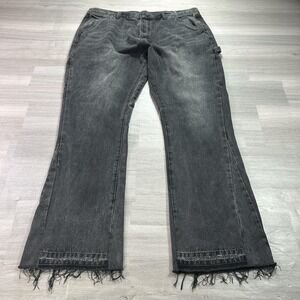 Mnml Jeans Mens 42x34 Gray Relaxed Straight Fringe Hem Denim Dark Wash Pants